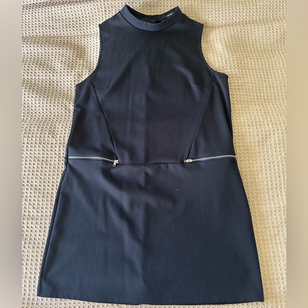 Black casual dress with zipper pockets